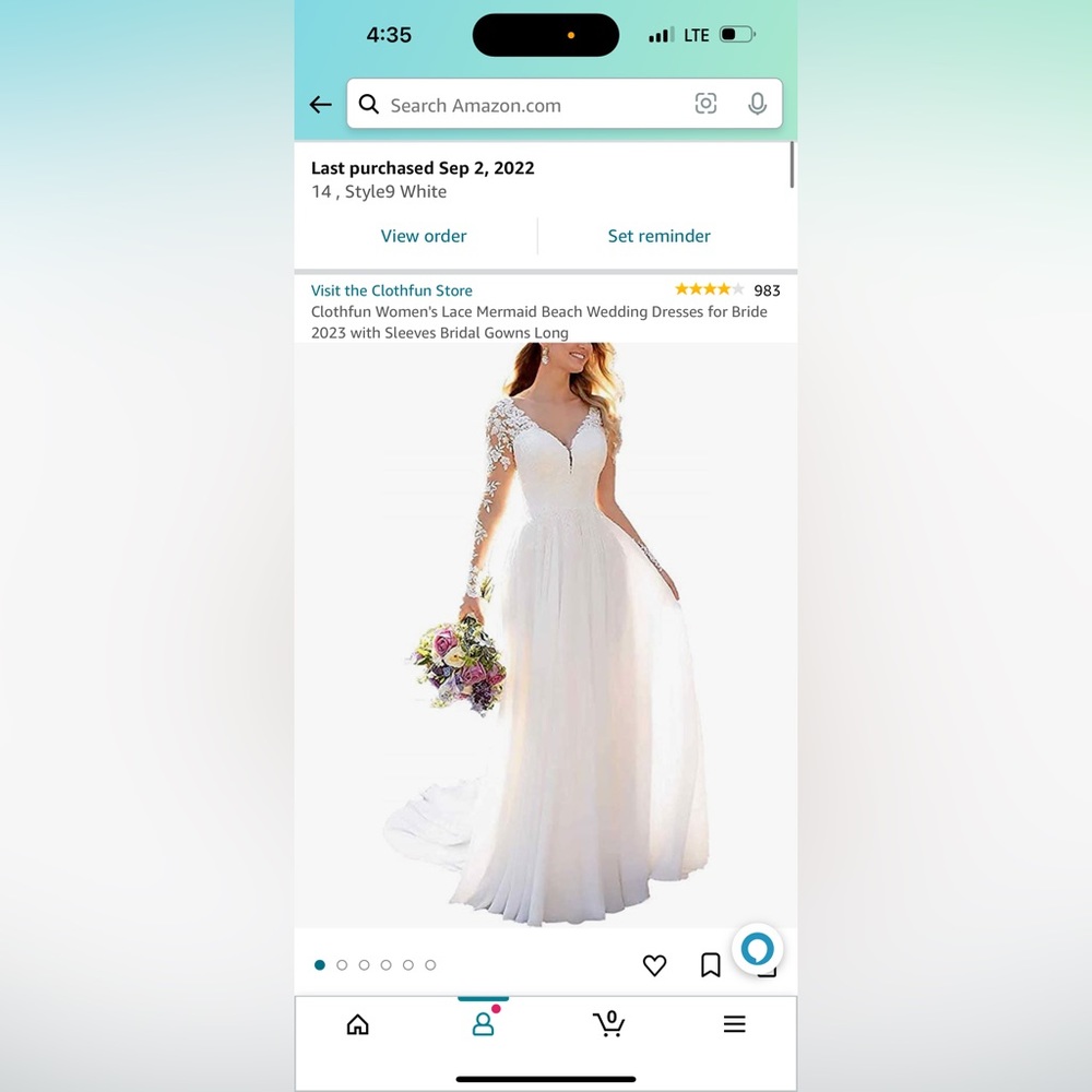 NWOT wedding dress size 14 from Amazon